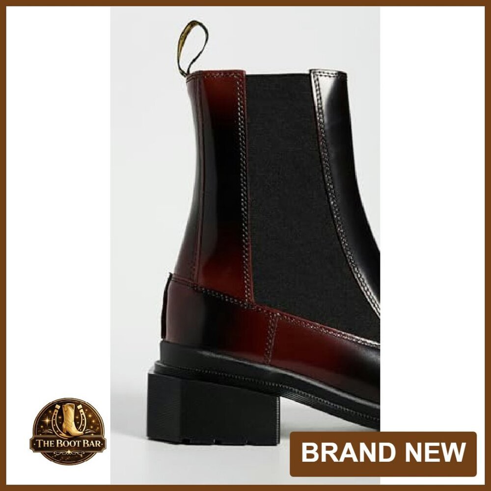 Square Toe Chelsea Boots Slip On Elastic Panels Low Profile Sole - Picture 5 of 5